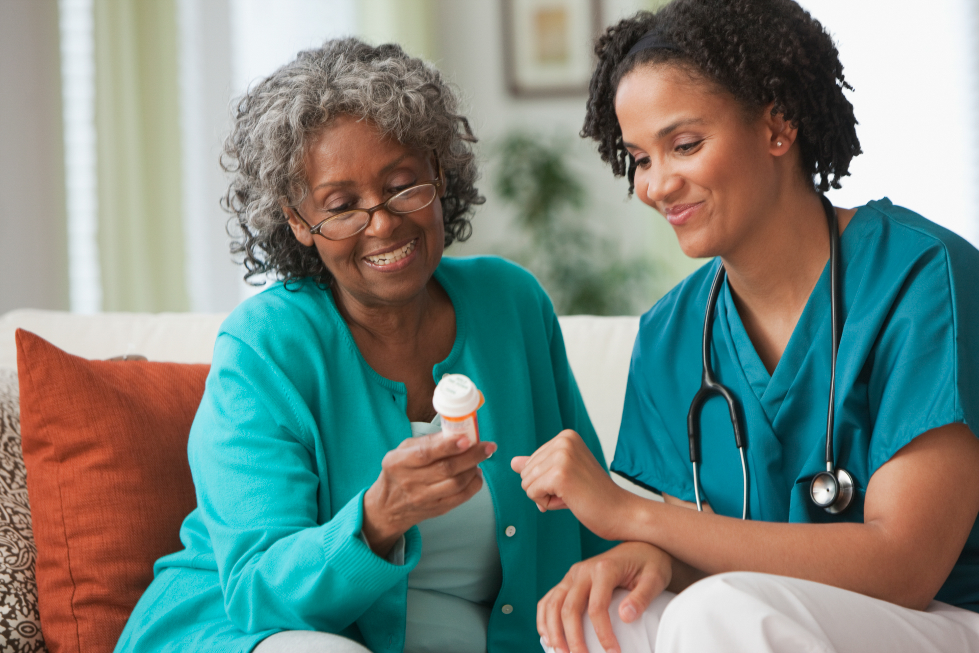Caregiver assisting an older adult